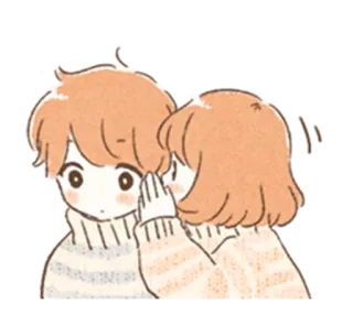 😶 Kreskówka, Para, Miłość, Sweter, Uroczy, Szeptanie telegram sticker