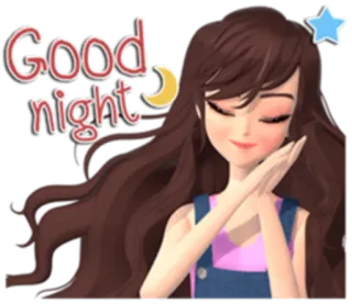 😴 Good night dobranoc, sen, dziewczyna, gwiazda, księżyc telegram sticker