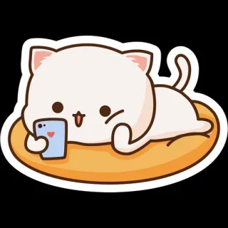 🥰 gato, gatinho, animal, fofo, desenho animado, telefone, relaxar whatsapp sticker