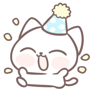 🥳 gato, festa, aniversário, celebração, fofo, kawaii, feliz telegram sticker