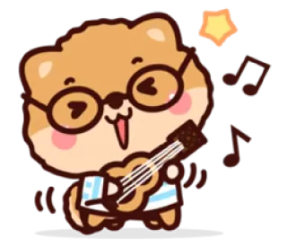 🎸 pies, okulary, gitara, muzyka, słodki, kreskówka telegram sticker