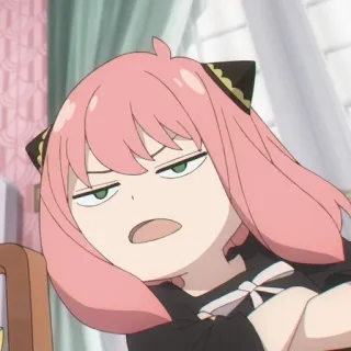 🤨 Anya Forger Spy × Family Anya Forger, Spy x Family, Anime, rosa Haare, Telepath, Ausdruck whatsapp sticker