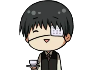 ☕️ Ken Kaneki Tokyo Ghoul Аниме, Манга, Гуль, Канеки, Кофе, Каваий, Чиби telegram sticker