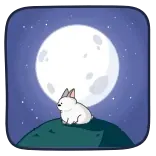 🌕 Hase, Mond, Nacht, Tier, Sterne, Illustration telegram sticker