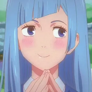 👾 anime, girl, blue hair, character, smile telegram sticker