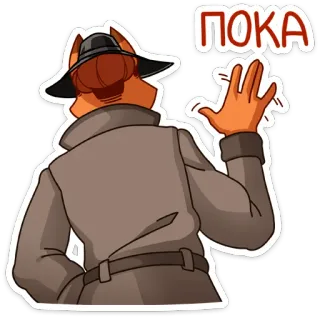 👋 ПОКА raposa, despedida, russo, chapéu, adeus, acenando, desenho animado telegram sticker