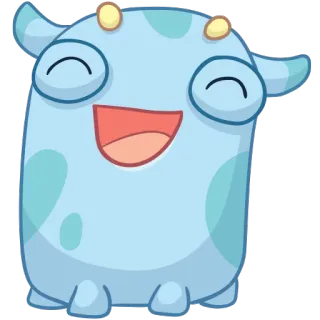 ☺️ Dessin animé, Mignon, Monstre, Joyeux, Bleu whatsapp sticker