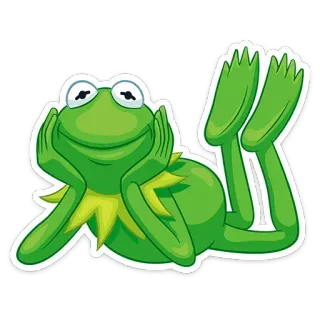 🏖 Kermit the Frog Kermit, frog, muppet, cartoon, relaxing, chill, meme telegram sticker