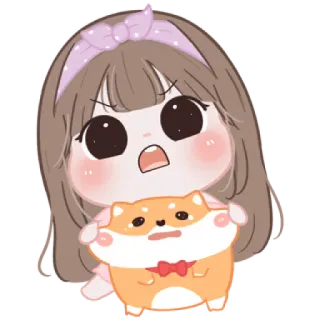 🍪 cartoon, cute, girl, dog, bow, anime, sticker telegram sticker