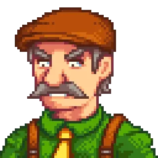 😡 Lewis Stardew Valley Videojuego, Stardew Valley, Lewis, Pixel art, Alcalde telegram sticker