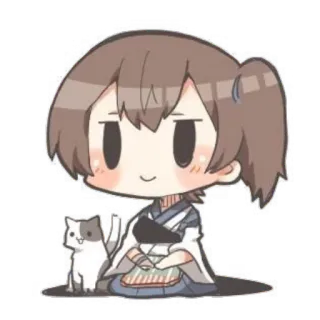 😊 Anime, Cô gái, Mèo, Chibi, Kawaii, Dễ thương, Kimono whatsapp sticker