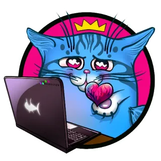 😍 cat, computer, heart, crown, animal, sticker, cartoon whatsapp sticker