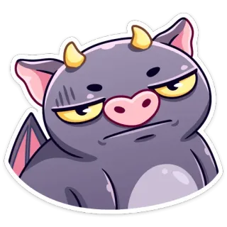 😐 demonio, diablo, animal, dibujo animado, monstruo, criatura, cuernos, enojado telegram sticker
