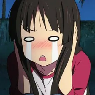 😔 anime, khóc, cô gái, buồn, cảm xúc, nước mắt whatsapp sticker