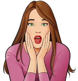 😱 femme, surprise, choqué, dessin animé, expression, personnage, portrait telegram sticker