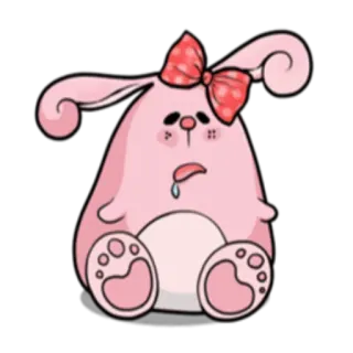 😟 conejo, lindo, dibujos animados, rosa, dulce, kawaii, adorable telegram sticker