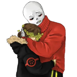 😞 undertale, video game, characters, hug, fanart telegram sticker