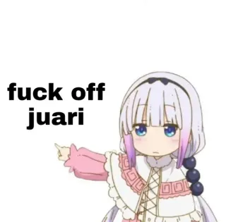 🙂 fuck off juari anime, offensive, meme, text, insult telegram sticker