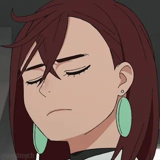 😒 อนิเมะ, ผู้หญิง, จริงจัง, ตัวละคร, ต่างหู telegram sticker
