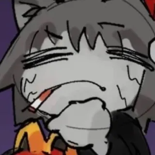 🦔 cartoon, wolf, smoking, cigarette whatsapp sticker