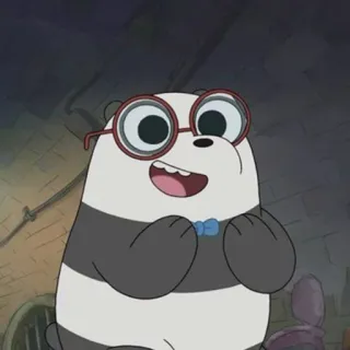 🖤 Panda We Bare Bears cartoon, panda bear, glasses, bowtie, we bare bears, cute telegram sticker