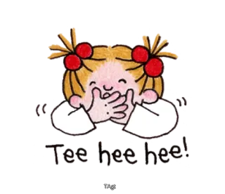 🤭 Tee hee hee! desenho animado, menina, rindo, fofa, brincalhona, alegre whatsapp sticker