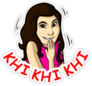 😣 KHI KHI KHI cartone animato, donna, ridere, KHI KHI KHI, adesivo telegram sticker