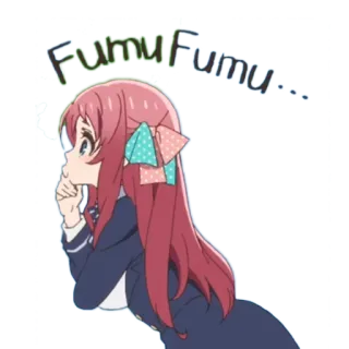 🤔 Fumu Fumu... Аниме девушка, Думает, Милая, Сакура, Айдолы, Зомби telegram sticker