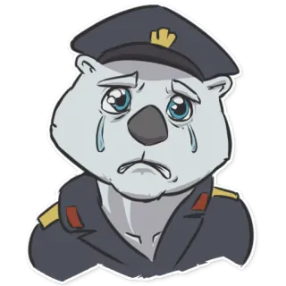 😭 悲しい, クマ, 警官, 警察, 軍, アニメ whatsapp sticker