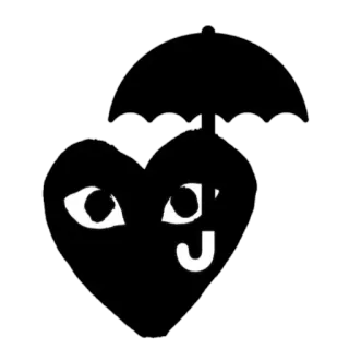 ⛱ heart, umbrella, black, white, eyes telegram sticker