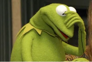 🥲 Kermit Kermit the Frog, Muppet, puppet, meme, thinking, funny telegram sticker