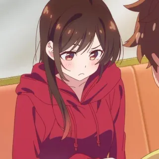 😍 Chizuru Mizuhara Rent-A-Girlfriend Anime, Mädchen, Chizuru Mizuhara, Rent-a-Girlfriend, Süß, Roter Hoodie whatsapp sticker