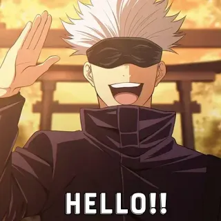 👋 Gojo Satoru Jujutsu Kaisen HELLO!! Anime, Gojo Satoru, Hallo, Gruß, Jujutsu Kaisen whatsapp sticker