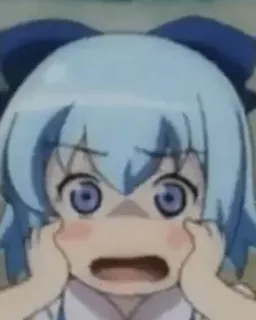 😱 Anime, Desenho animado, Rosto, Expressão, Menina, Personagem telegram sticker