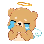 😭 sad, crying, tears, bear, angel, halo, cartoon telegram sticker
