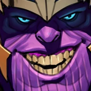 😏 Thanos vilão, marvel, quadrinhos, supervilão, rosto, personagem, roxo telegram sticker