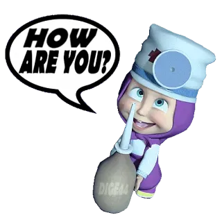🤧 Masha HOW ARE YOU? cartoon, nurse, masha and the bear, medical, child whatsapp sticker