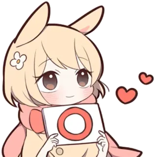 🤔 Anime, Króliczek, Dziewczyna, Kawaii, Słodki, Serce, Okay telegram sticker