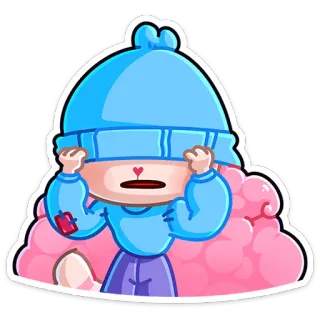 🙈 sticker, dibujos animados, personaje, mono, ilustración, pelo rosa telegram sticker
