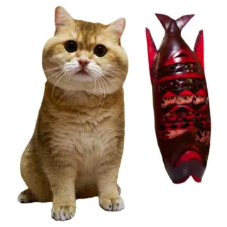 🦈 cat, fish, pet, animal, wooden, statue telegram sticker