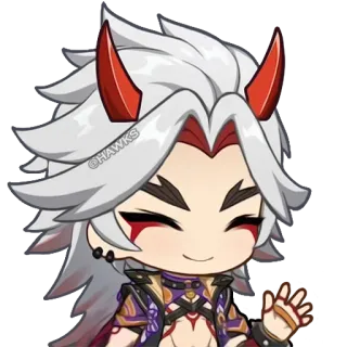 👋 Itto Genshin Impact Arataki Itto, Genshin Impact, anime character, video game, cartoon telegram sticker