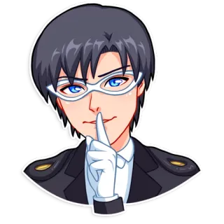 🤫 anime, shush, secret, silence, male, man, character telegram sticker