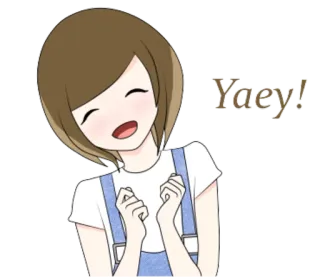 😄 Yaey! fille, joyeux, excité, animé, autocollant, dessin animé telegram sticker