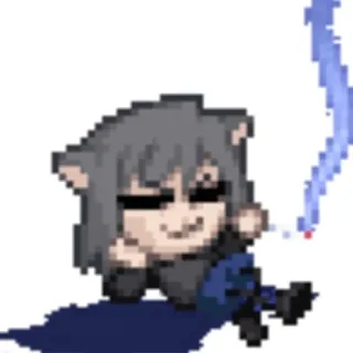 🦔 anime, smoking, pixel art, cat ears whatsapp sticker