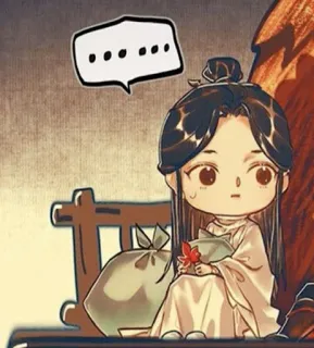 😶 ... Q版, 可爱, 动漫, 漫画, 卡通, 坐着, 角色, 数字艺术 telegram sticker