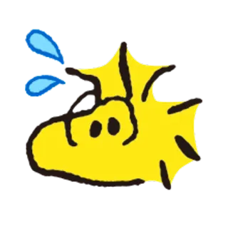 🐧 Woodstock Peanuts ウッドストック, ピーナッツ, 漫画, 鳥, 黄色, 汗 telegram sticker