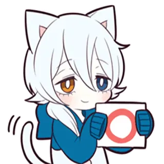 ⭕ Anime, Kat, Schattig, Cartoon, Illustratie, Sticker whatsapp sticker