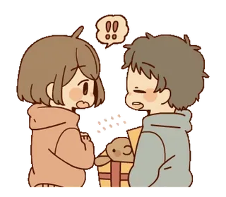 ‼️ Desenho animado, Casal, Presente, Fofo, Bonito telegram sticker
