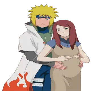 😍 Minato Naruto Anime, Casal, Gravidez, Família, Naruto, Minato, Kushina whatsapp sticker