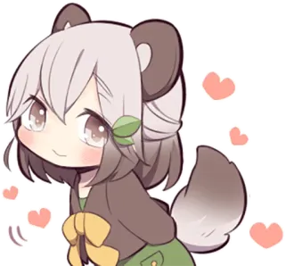 😊 anime girl, chibi, cute, animal ears, heart telegram sticker